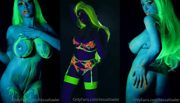 Tessa Fowler Nude Neon Body Paint VideoTape Onlyfans Leaked