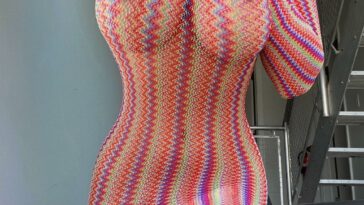 Ashley Tervort Nude Fishnet Dress Set