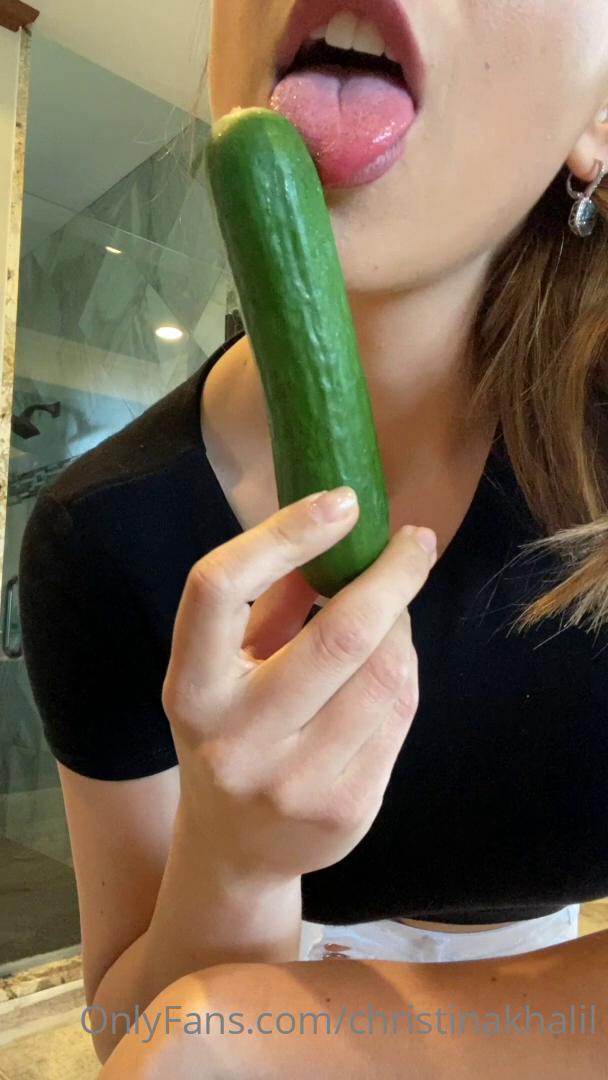 Christina Khalil Sloppy Cucumber Blowjob